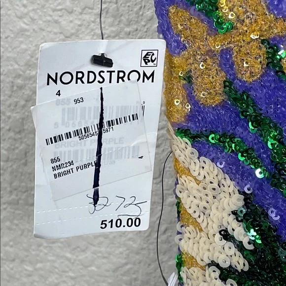 NWT Nadine Merabi Lyra Floral Sequin Mini Dress Beaded Colorful Sz 4 - Picture 11 of 16